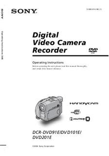 Sony DCR DVD 101 E manual. Camera Instructions.